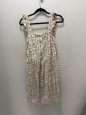 Ann Taylor Factory Cream Citrus Floral Ruffle Strap Midi Dress Size M Rayon
