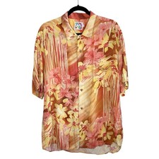 VTG Jams World Hawaiian Shirt Large Tropical Resort Floral Rayon Art Luau 90s
