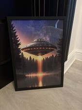 Listing image for UFO UAP Framed Picture Poster Print Wall Art A3 Bob Lazar