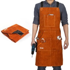 Leather Woodwork Apron, QeeLink 24 inch x 36 inch, Brown 24"x 36"