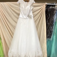 Mori Lee by Madeline Gardner White Lace Ball Gown Wedding Dress Size 12 Lot #1