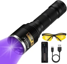 ALONEFIRE SV13 15W 365nm UV Flashlight Rechargeable Ultraviolet Woods Black 