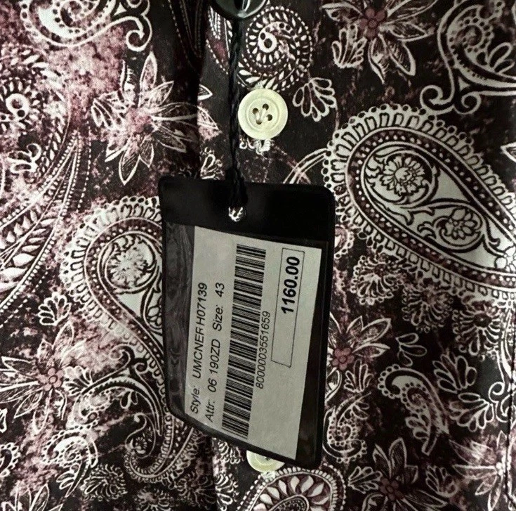 Camicia su misura personalizzata Kiton viola paisley prezzo al pubblico consigliato $1160 - Immagine 3 di 4