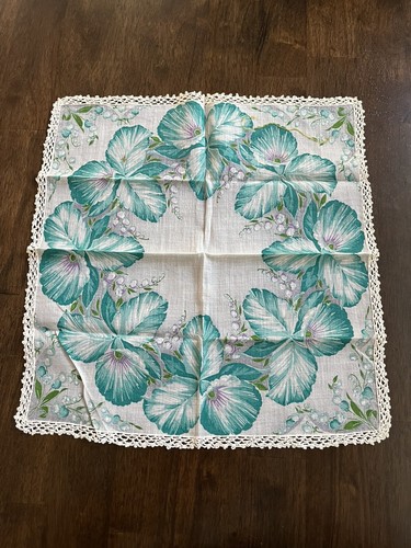 9 Ladies handkerchief LOT vtg Hankie lace Embroidered Floral Sally Gee Paris - Picture 3 of 13