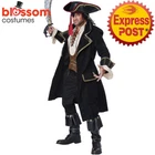 CA144 Deluxe Pirate Captain Of The Caribbean Captain Jack Sparrow Mens Costume