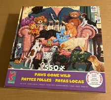 Ceaco PAWS GONE WILD Grandma's Armchair 550 Piece Jigsaw Puzzle Open Box 