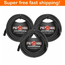 New - 3 Pack Pig Hog PHM100 XLR High Performance 8mm Microphone Cable, 100 Ft