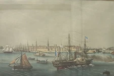 Original Louis Le Breton Vue de New York Arrive Du Transatlantique Etching 1820