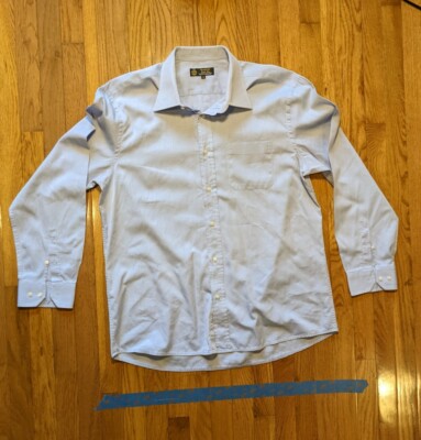 Brooksfield Gold Line Men's Light Blue Button Dwn Dress Shirt Egyptian Cotton 46
