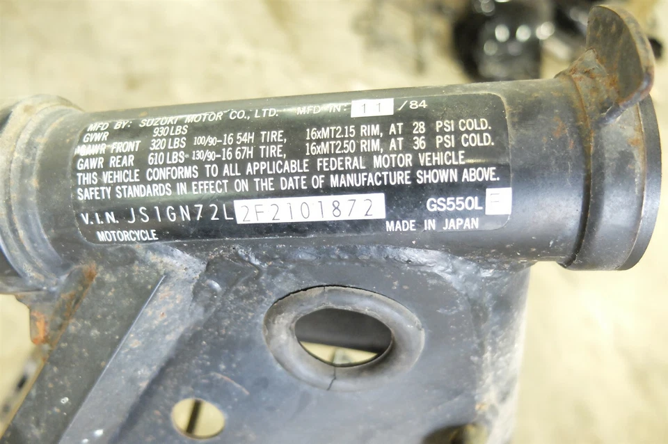 85 Suzuki GS 550 L GS550 GS550L frame chassis Foto 2 de 4