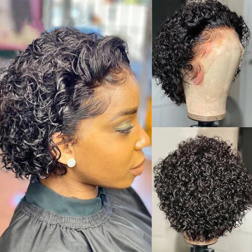 6 inch Short Curly Lace Front Wigs Human Hair 13X1 Pixie Cut Short Curly  Hair US | eBay