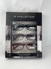 H Halston Fashion 3 Pack +2.00 Multi Color Reading Designer Glasses Readers