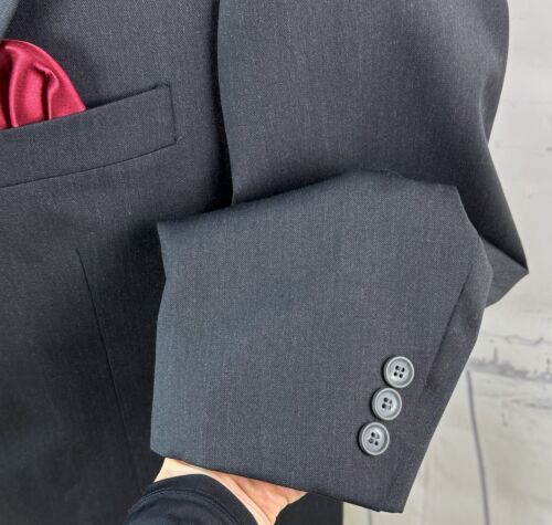 VITO RUFOLO (44R 36W) Mens Dark Solid Gray Wool Jacket Pleat Cuff Pants Suit - Picture 6 of 11