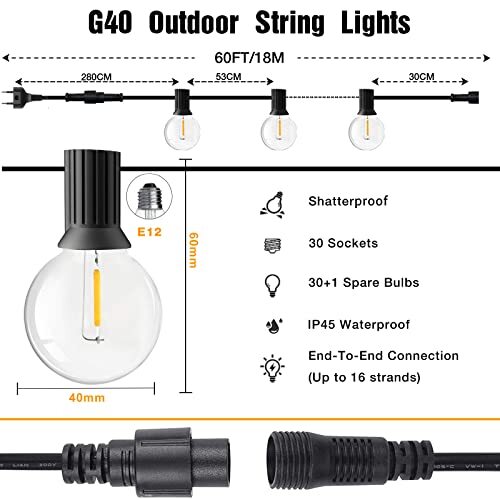 Guirlande lumineuse extérieure 18m plastique incassable à ampoules LED E12 - 3