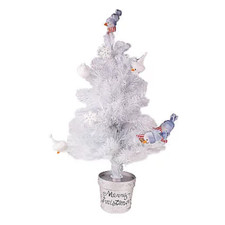 Arbre de table blanc intérieur 32" fibre optique vacances hiver avec bonhommes de neige neuf