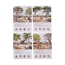 50Pcs Jungle Wild Animals Washi Stickers Lion Racoon Paper Sticker Kids Crafts