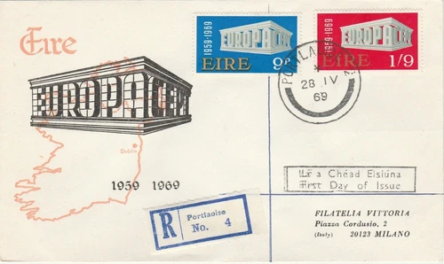 fdc IRELAND  Europa CEPT  1969 better cachet colour 3