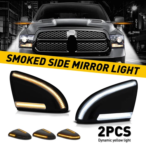 For Dodge RAM 1500-3500 Switchback LED Side Mirror Turn Signal Light Puddle Lamp