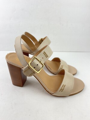 Seychelles Women s 9 Nude Beige Leather Sling Back Open Toe Block Heel Sandal