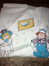 Vntg Raggedy ANN ANDY BED SHEET flat Twin size Wamsutta Standard 1968