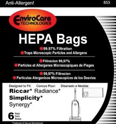 Riccar Radiance HEPA Vacuum Cleaner Bags, 6PK