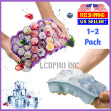 1-2 Packs  Case Silicone ICE Cube Tray Maker Mold Cocktails Whiskey stones Large