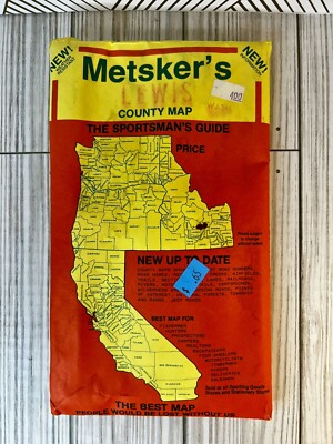 Late 1980's Metsker's Map of Lewis County Idaho the sportsman guide