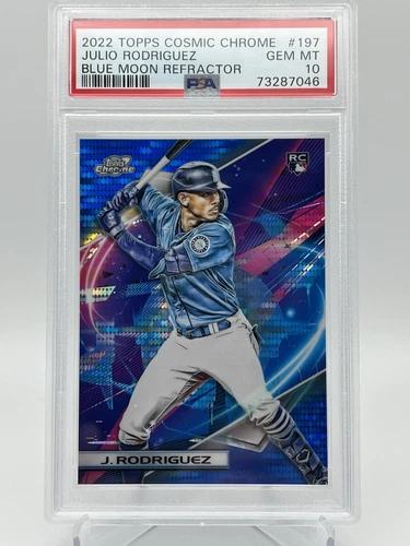 2022 Topps Cosmic Chrome Blue Moon Refractor #197 Julio Rodriguez RC 74/99 PSA10