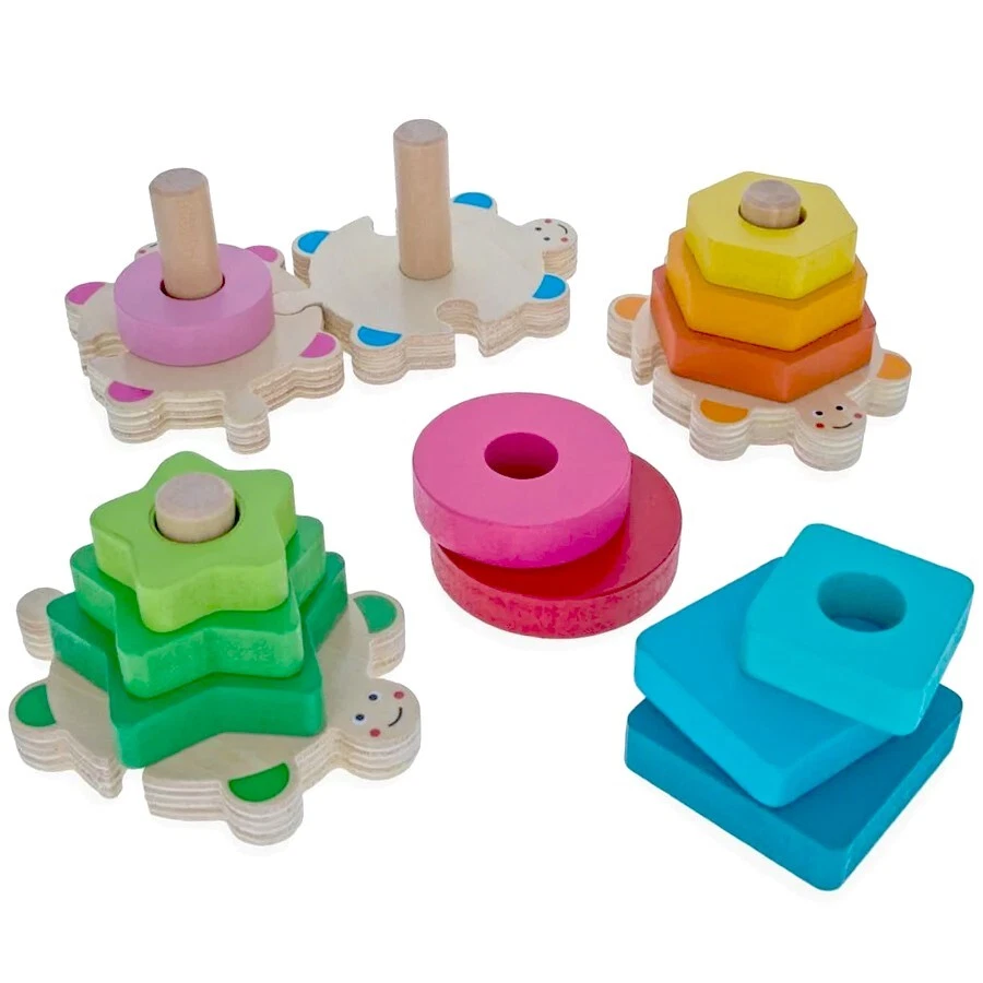 Brain-teaser Wood Turtle Stacking Toy - Children Shape Sorter - Baby Puzzle Game - Image 3 of 4