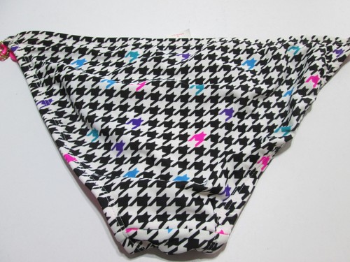 Xhilaration Womens Size M Bikini Bottom Black/White Ring Side Houndstooth Print - Picture 2 of 4