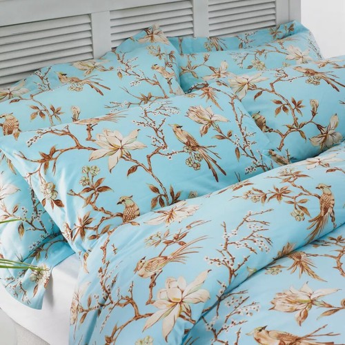 100% Egyptian Cotton Duvet Cover Set Floral Bird Design Single Size Bedding Set - Picture 10 of 11