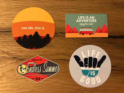 4x Aufkleber Surf Beach Abenteuer Bus Bug Hang Loose Sommer Life Outdoor  #402