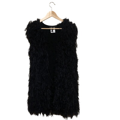 BCBGMAXAZRIA Women's Vest Faux Fur Mid Length Open Sz S  Witchy Goth Mob Wife