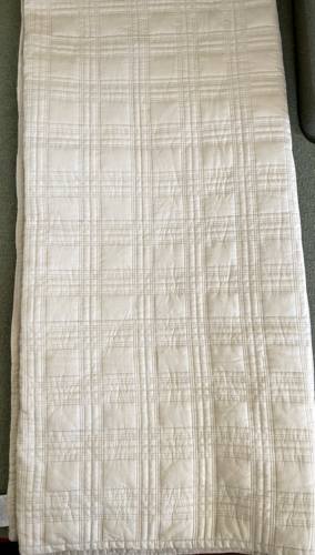 William Morris & Co Natural Tan Queen Quilted Coverlet 100" x 90" Linen & Cotton