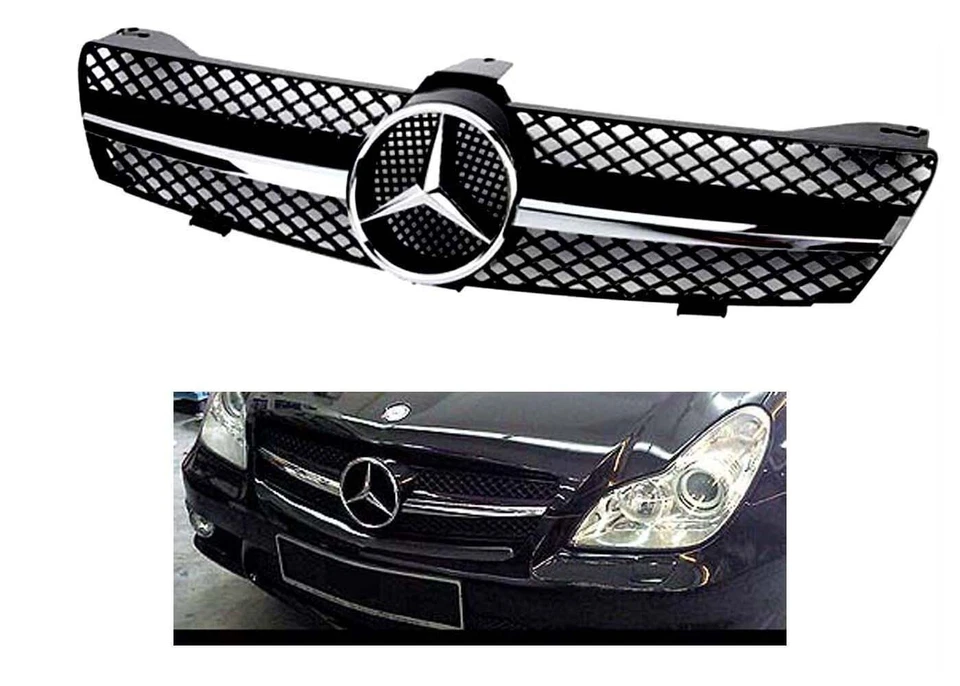 2006 2007 2008 CLS63 CLS600 CLS500 CLS55 negro-cromo parrilla CLS emblema estrella Foto 2 de 4