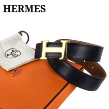 Authentic HERMES Constance H Belt Gold Reversible Black Brown with box dust bag