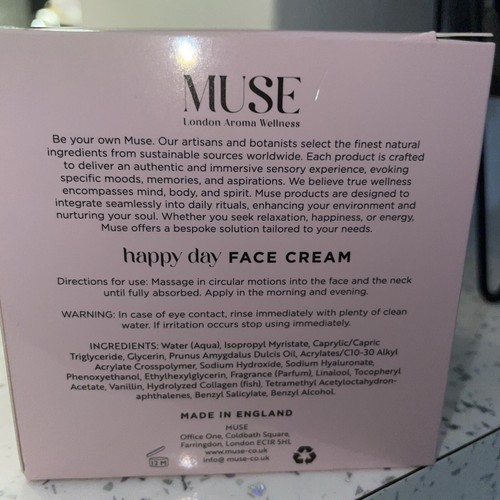 Muse London Aroma Wellness Happy Day Face Cream Mood Boosting Collagen New - Picture 5 of 6