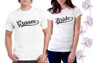 groom and bride couple shirt