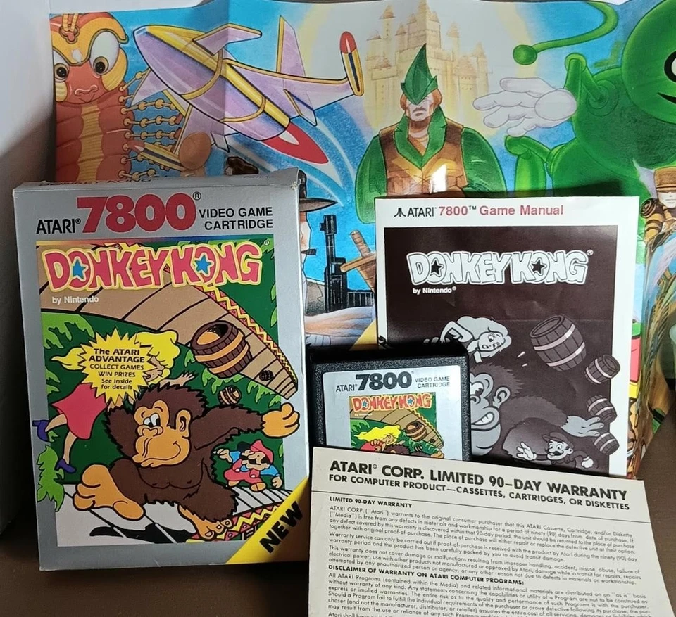 Donkey Kong (Atari 7800) Silver Box VERY RARE!, BEAUTIFUL! - Image 2 of 2