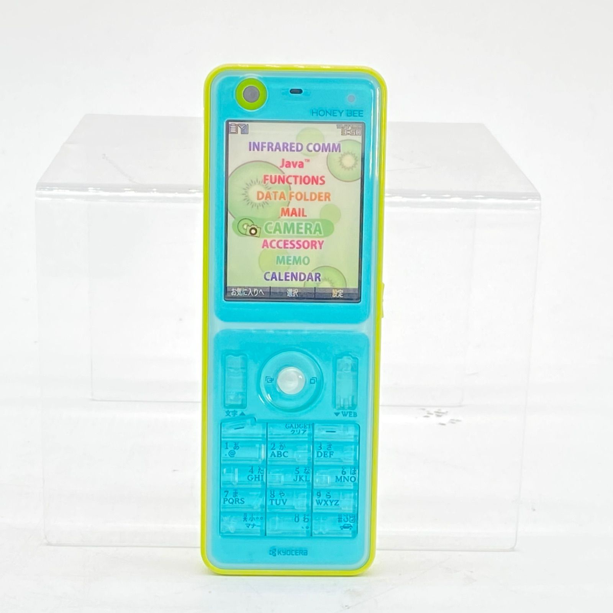 PHS本体 HONEY BEE / WILLCOM / BLUE SEAL Kyocera Honey Bee Blue Green Flip Phone Japanese Garakei Keitai