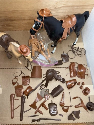 Vintage Marx Johnny West Huge Lot of Two Horses, Accessories And Man (See Pics)