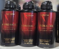 ADRENALINE LOT OF 3 MEN'S BODY SPRAYS 3.7 OZ Each BATH AND BODY WORKS X3