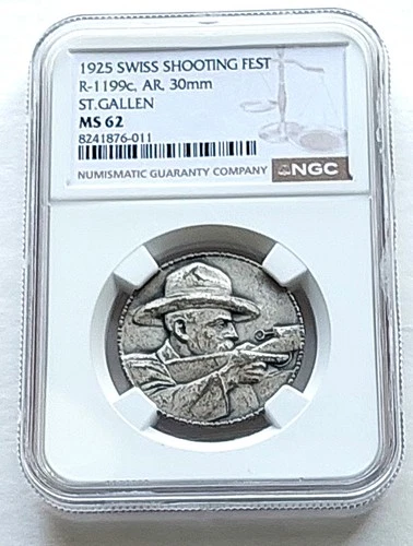1925 Switzerland shooting festival silver medal , NGC MS 62     #2090 , # 69-15