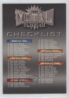 1997 Skybox Metal Universe Checklist #250 0ff3