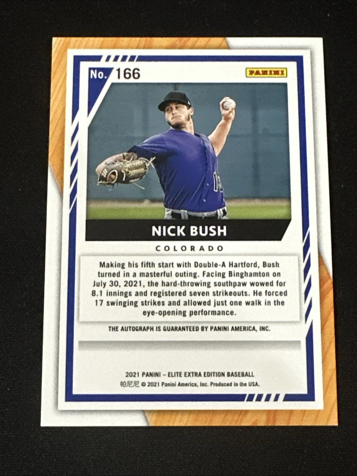 2021 Panini Elite Extra Edition Signatures 166 Nick Bush Colorado Rockies - Image 2 of 2