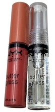 Set 2 NEW NYX Butter Gloss Non-Sticky Lip Gloss, Sugar Glass Clear  Creme Brule