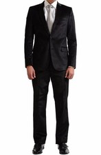 Versace Collection Men's Black Velour Two Button Suit US 38 IT 48