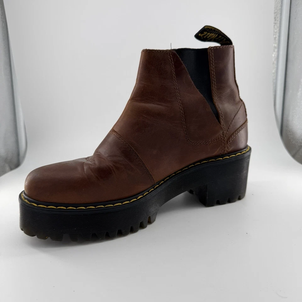 DR. MARTENS Rometty Wyoming Leather Platform Chelsea Boots - Brown - US 9-EU 39 - Image 2 of 4