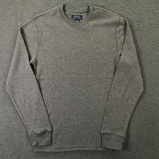 Polo Ralph Lauren Pajama Shirt Men Small Waffle Knit Thermal Sleepwear Top Gray