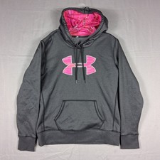 Under Armour Storm 1 Hoodie Gray Pink Logo Womens Size M Longsleeve